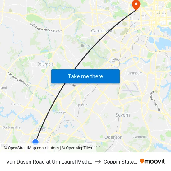 Van Dusen Road at Um Laurel Medical Center (Northbound) to Coppin State University map