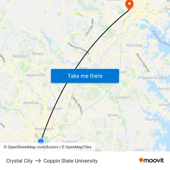 Crystal City to Coppin State University map