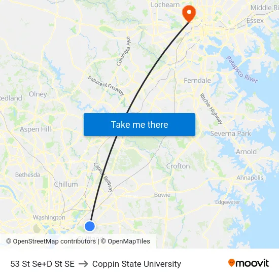 53 St Se+D St SE to Coppin State University map