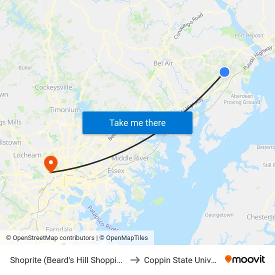 Shoprite (Beard's Hill Shopping Ctr) to Coppin State University map