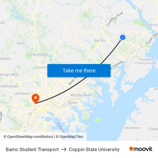 Bamc Student Transport to Coppin State University map