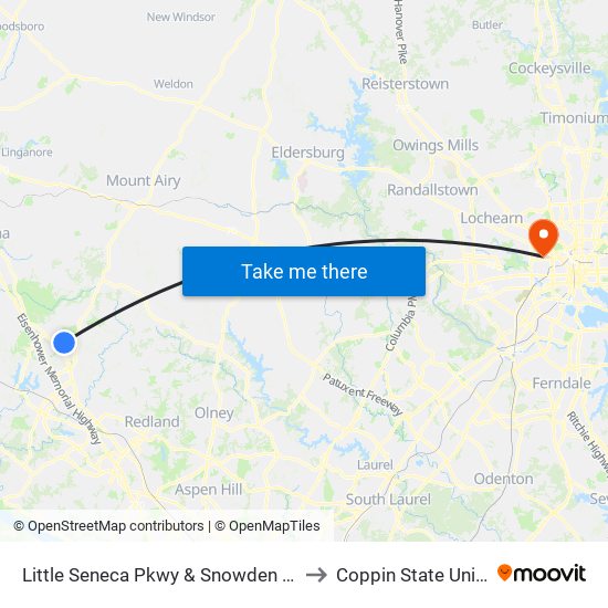 Little Seneca Pkwy & Snowden Farm Pkwy to Coppin State University map