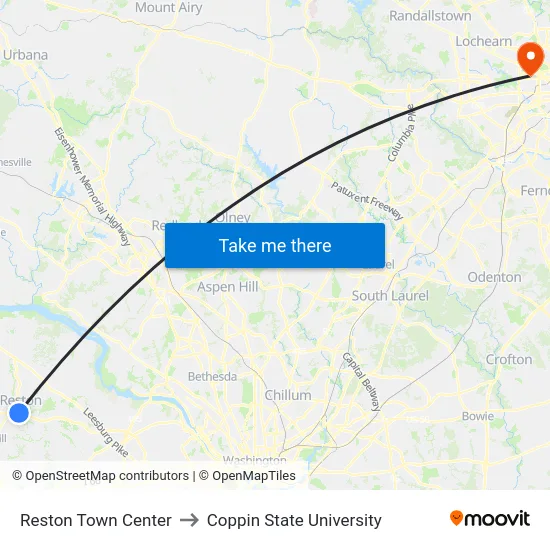 Reston Town Center to Coppin State University map