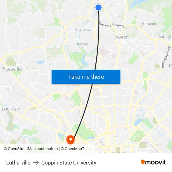 Lutherville to Coppin State University map