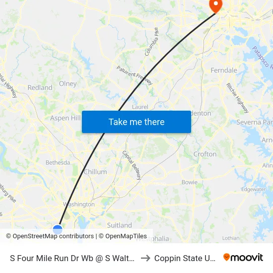 S Four Mile Run Dr Wb @ S Walter Reed Dr FS to Coppin State University map