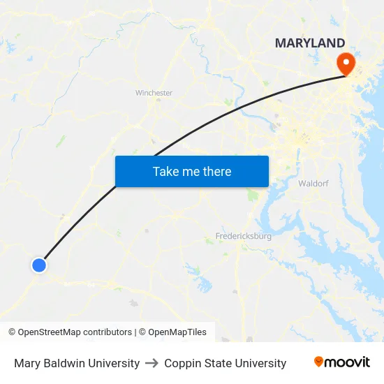 Mary Baldwin University to Coppin State University map