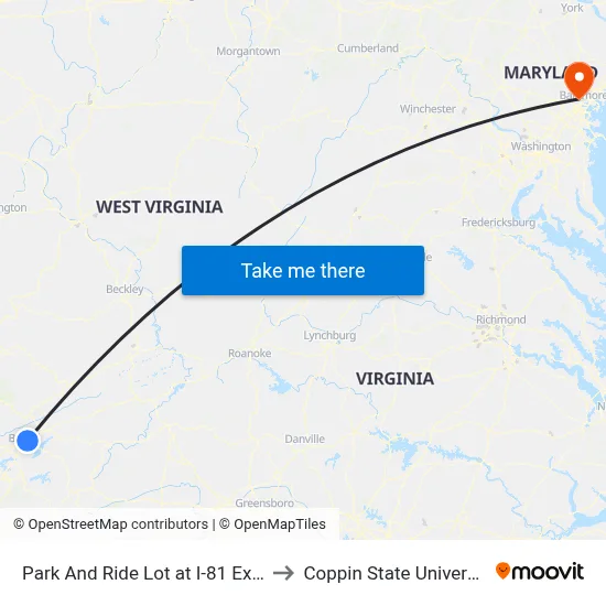 Park And Ride Lot at I-81 Exit 5 to Coppin State University map