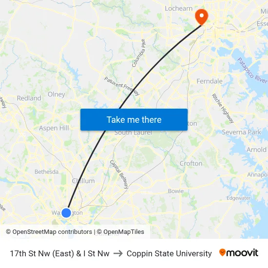 17th St Nw (East) & I St Nw to Coppin State University map