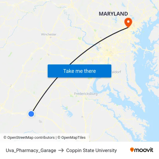 Uva_Pharmacy_Garage to Coppin State University map