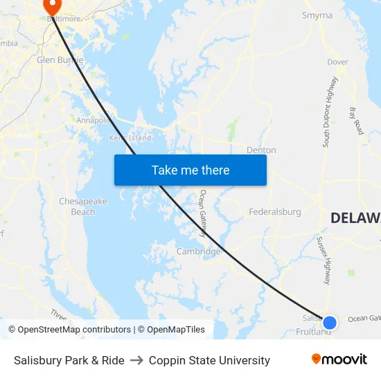 Salisbury Park & Ride to Coppin State University map