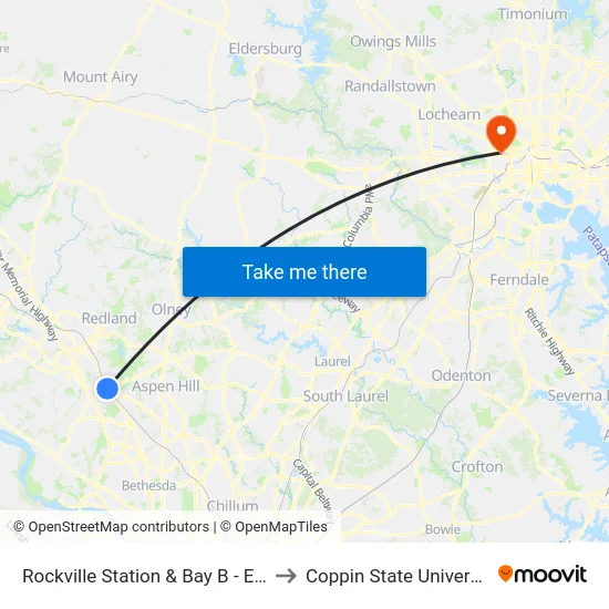 Rockville Station & Bay B - East to Coppin State University map