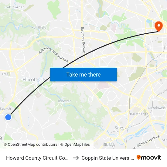 Howard County Circuit Court to Coppin State University map