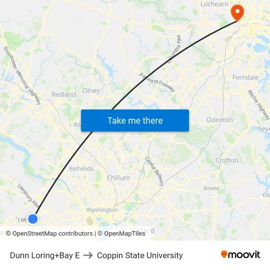 Dunn Loring+Bay E to Coppin State University map