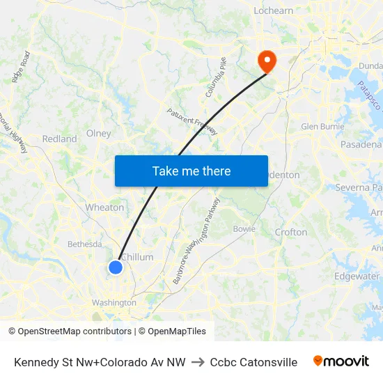 Kennedy St Nw+Colorado Av NW to Ccbc Catonsville map