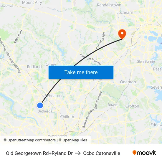 Old Georgetown Rd+Ryland Dr to Ccbc Catonsville map