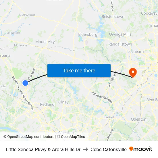 Little Seneca Pkwy & Arora Hills Dr to Ccbc Catonsville map