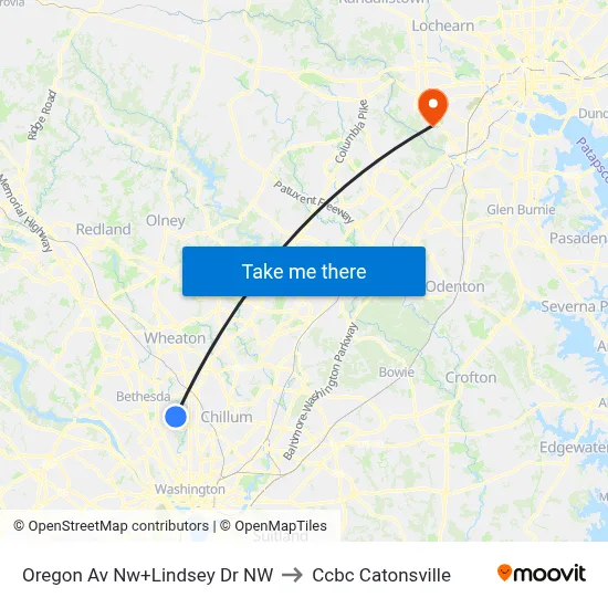 Oregon Av Nw+Lindsey Dr NW to Ccbc Catonsville map