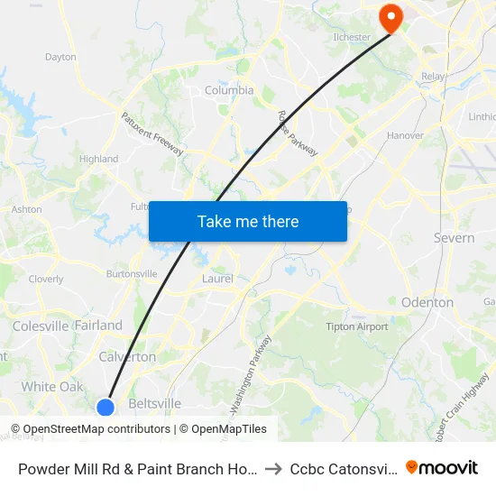 Powder Mill Rd & Paint Branch Home to Ccbc Catonsville map