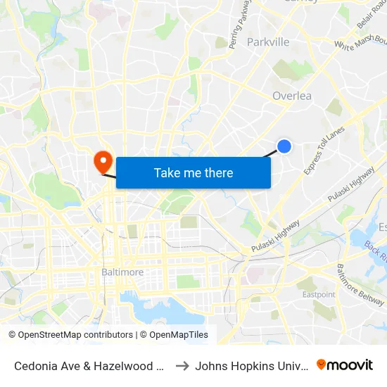 Cedonia Ave & Hazelwood Cir Opp to Johns Hopkins University map