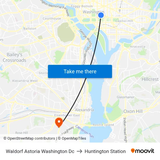 Waldorf Astoria Washington Dc to Huntington Station map