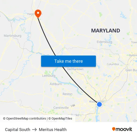 Capital South to Meritus Health map