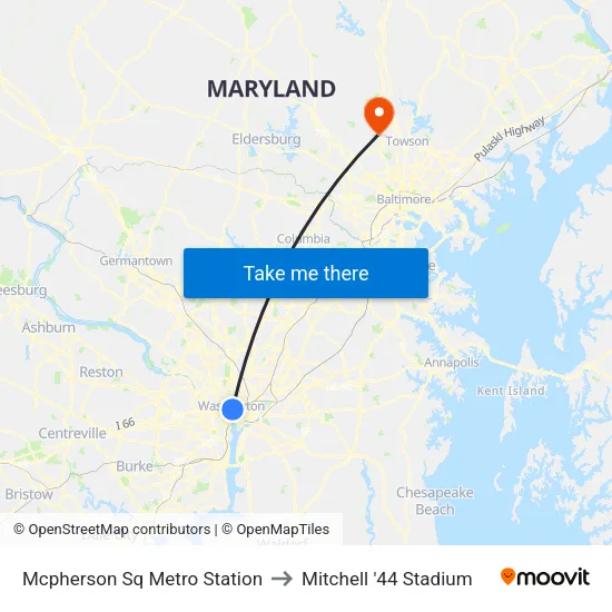 Mcpherson Sq Metro Station to Mitchell '44 Stadium map