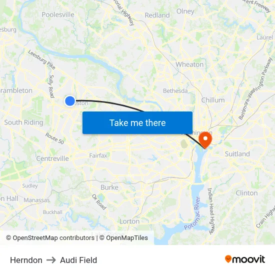 Herndon to Audi Field map