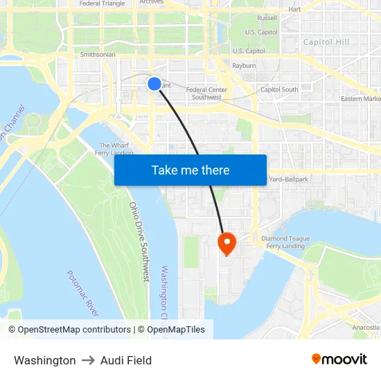 Washington to Audi Field map