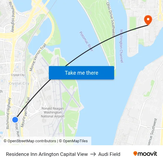 Residence Inn Arlington Capital View to Audi Field map