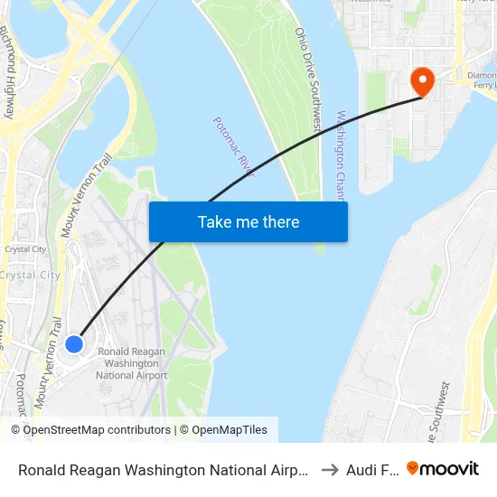 Ronald Reagan Washington National Airport - Garage A to Audi Field map