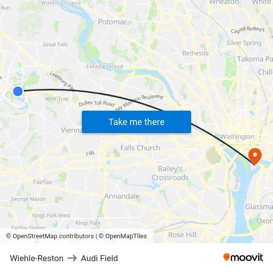 Wiehle-Reston to Audi Field map