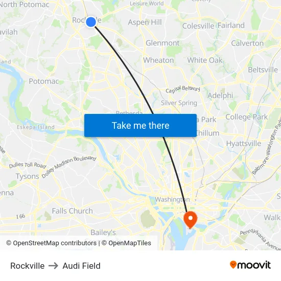 Rockville to Audi Field map