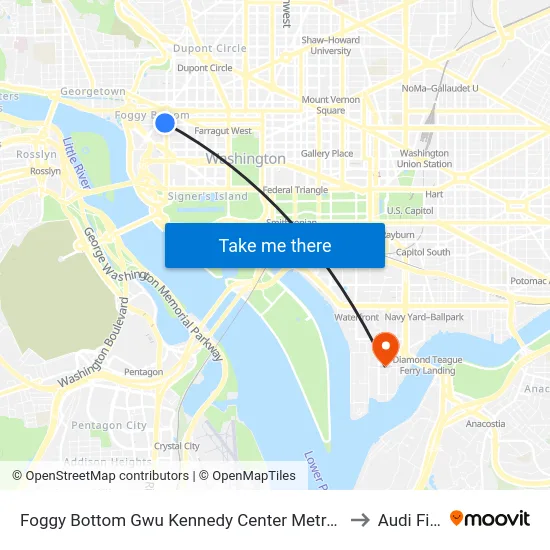 Foggy Bottom Gwu Kennedy Center Metro Station to Audi Field map