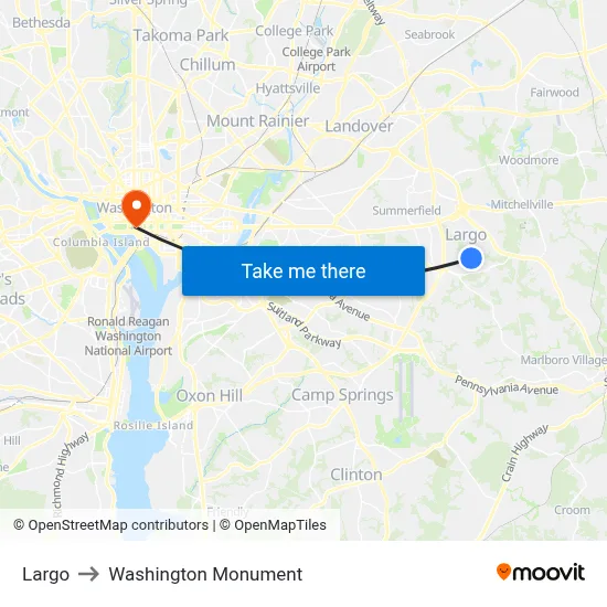 Largo to Washington Monument map