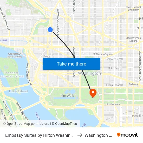 Embassy Suites by Hilton Washington DC Georgetown to Washington Monument map