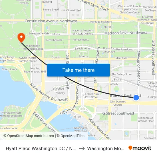 Hyatt Place Washington DC / National Mall to Washington Monument map
