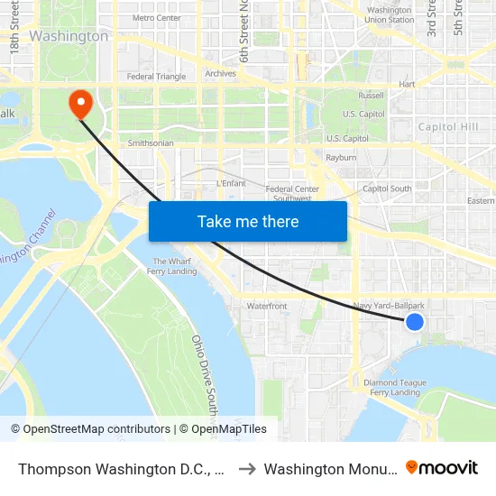 Thompson Washington D.C., by Hyatt to Washington Monument map