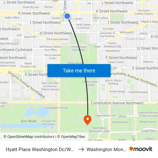 Hyatt Place Washington Dc/White House to Washington Monument map
