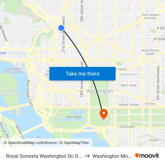 Royal Sonesta Washington Dc Dupont Circle to Washington Monument map