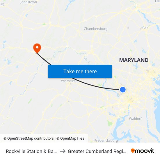Rockville Station & Bay E - West to Greater Cumberland Regional Airport map