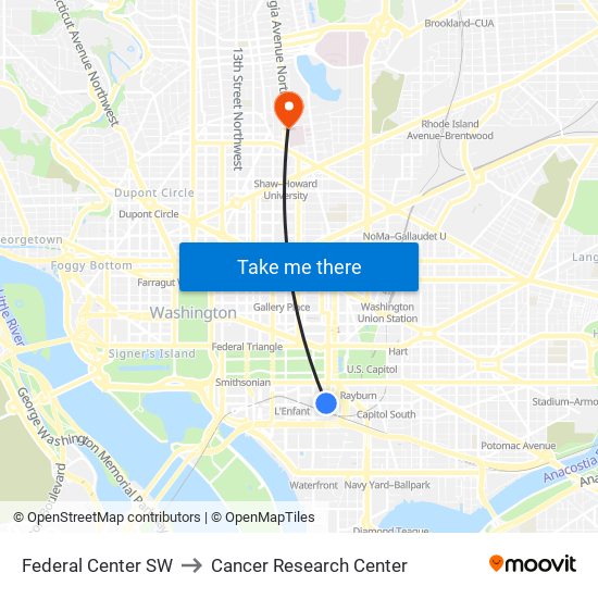 Federal Center SW to Cancer Research Center map