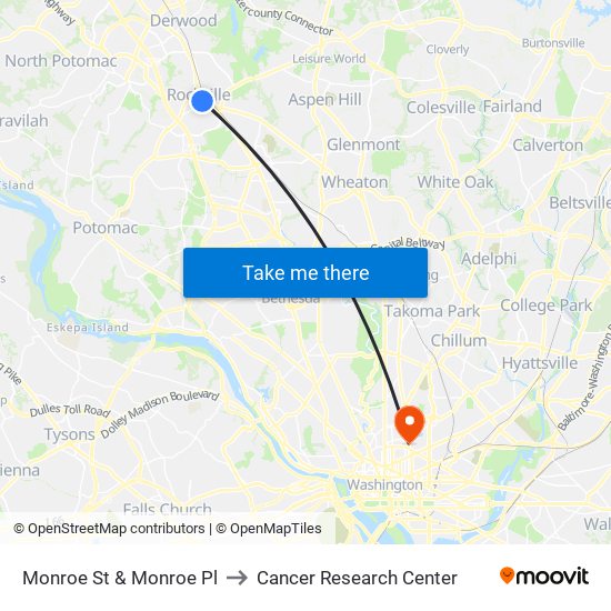 Monroe St & Monroe Pl to Cancer Research Center map