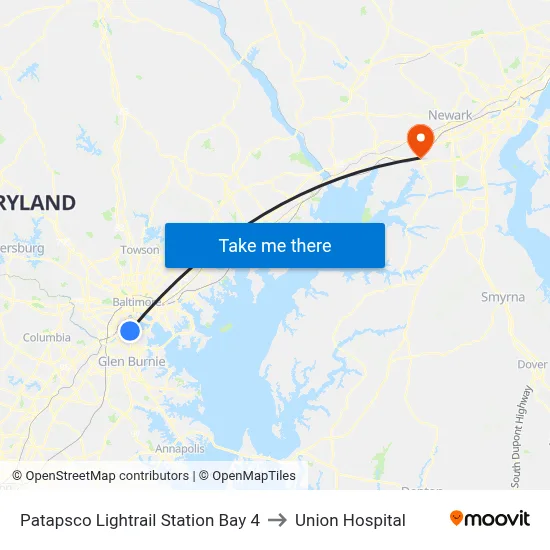 Patapsco Lightrail Station Bay 4 to Union Hospital map