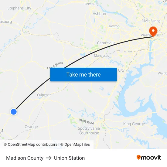 Madison County to Union Station map