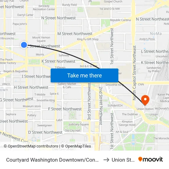 Courtyard Washington Downtown/Convention Center, 901 L St NW to Union Station map