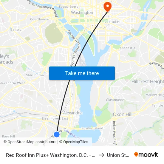 Red Roof Inn Plus+ Washington, D.C. - Alexandria to Union Station map