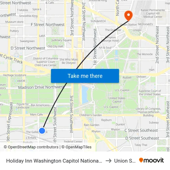 Holiday Inn Washington Capitol National Mall an IHG Hotel to Union Station map