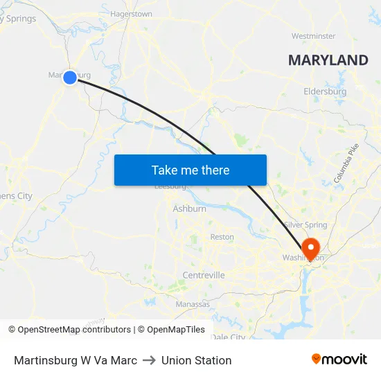 Martinsburg W Va Marc to Union Station map