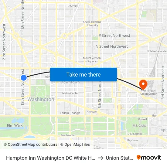 Hampton Inn Washington DC White House to Union Station map