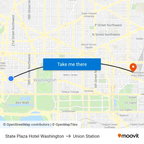State Plaza Hotel Washington to Union Station map